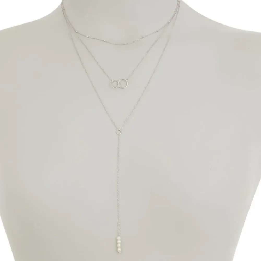 ADORNIA Sterling Silver Triple Strand Necklace